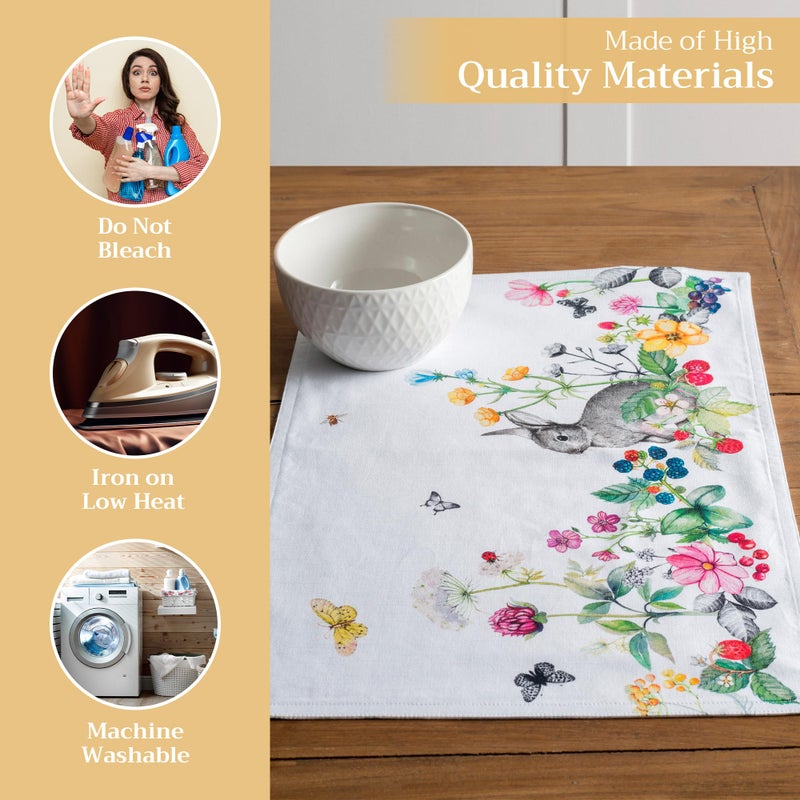 Maison d' Hermine Placemats Set of 4 100% Cotton Washable Cloth Place Mats, Reusable Table Mats for Kitchen Dining Decoration, Party, Wedding, Restaurant Spring/Summer (Printemps, 13" x 19") - Image 3